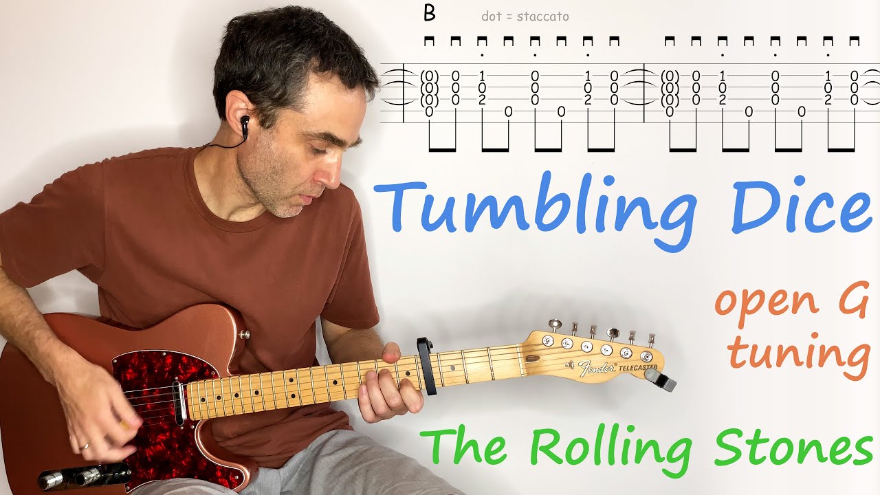 Tumbling Dice in open G tuning - The Rolling Stones - Guitar lesson / tutorial / cover with tab