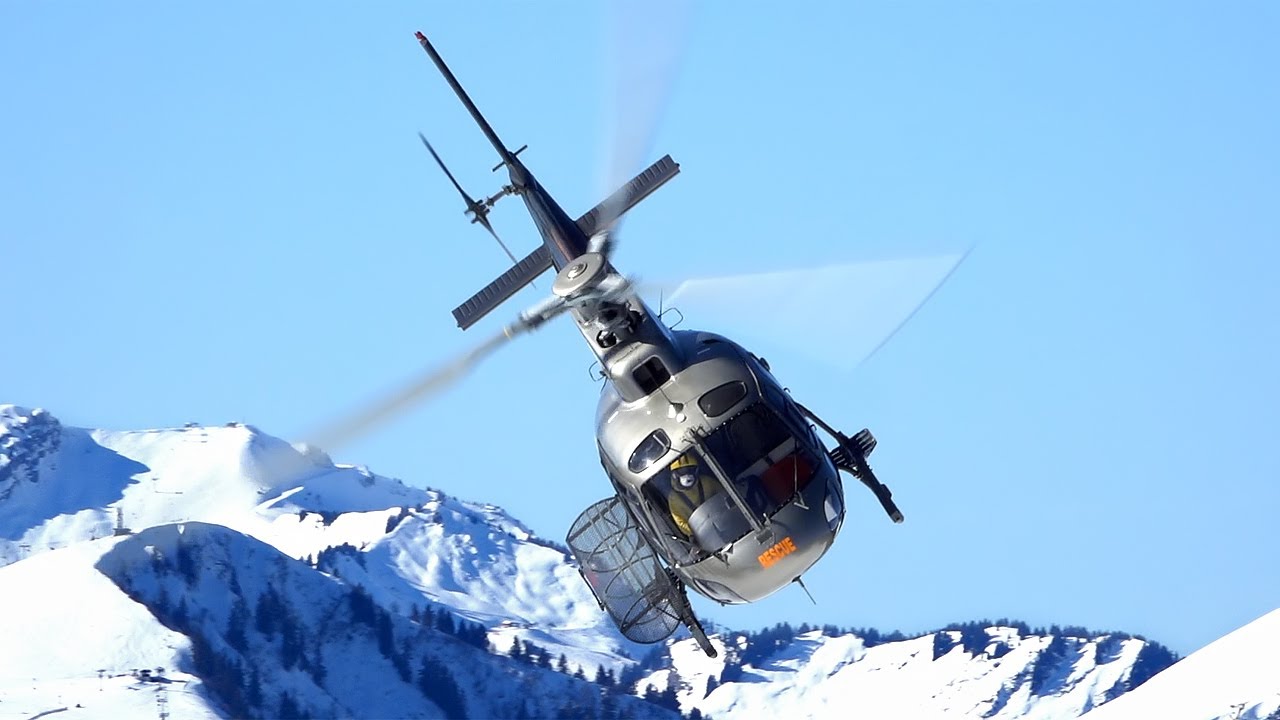 Eurocopter AS350 B2 Ecureuil (Airbus Helicopters H125) landing & takeoff at Avoriaz heliport