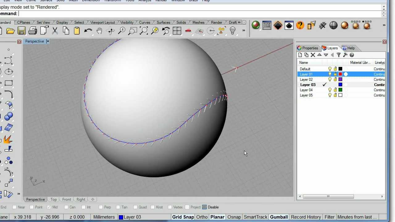 Array Along Curve on Surface with Rhino 5.0
