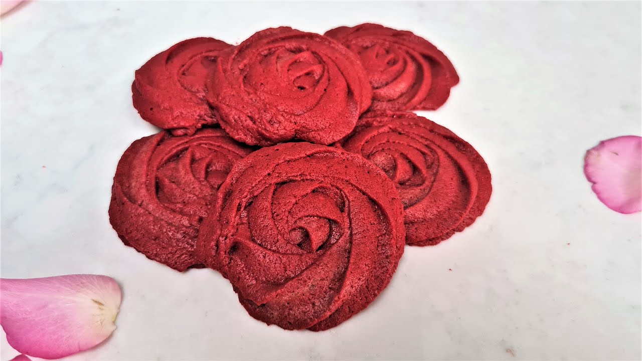 Red Velvet Rose Cookies