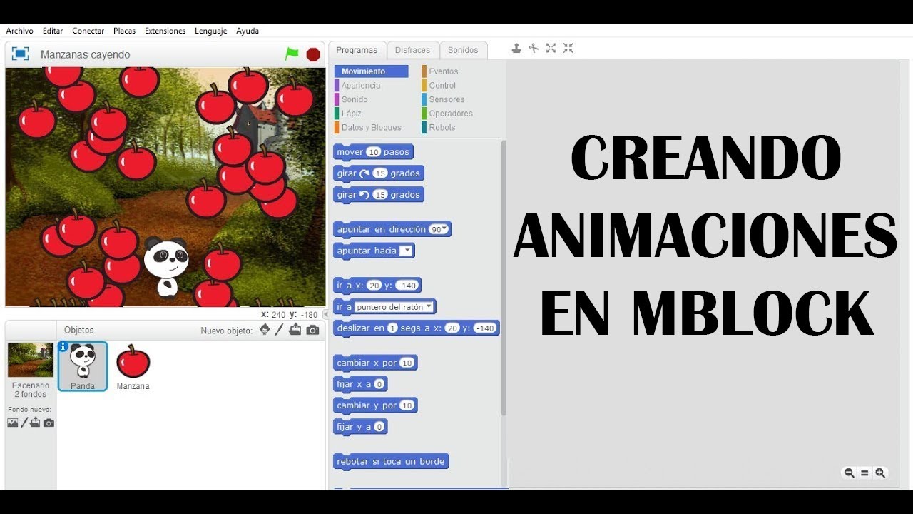 Cómo programar en mBlock || Videojuego Manzanas Cayendo
