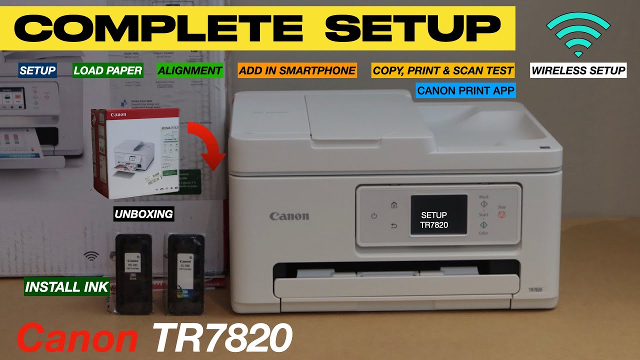 Настройка Canon Pixma TR7820, установка чернил, настройка беспроводного соединения, приложение Ca...