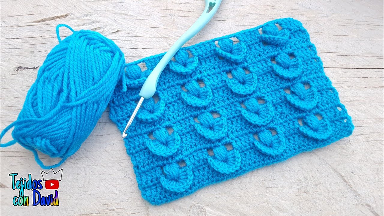 Punto fantasía con relieve tejido a crochet