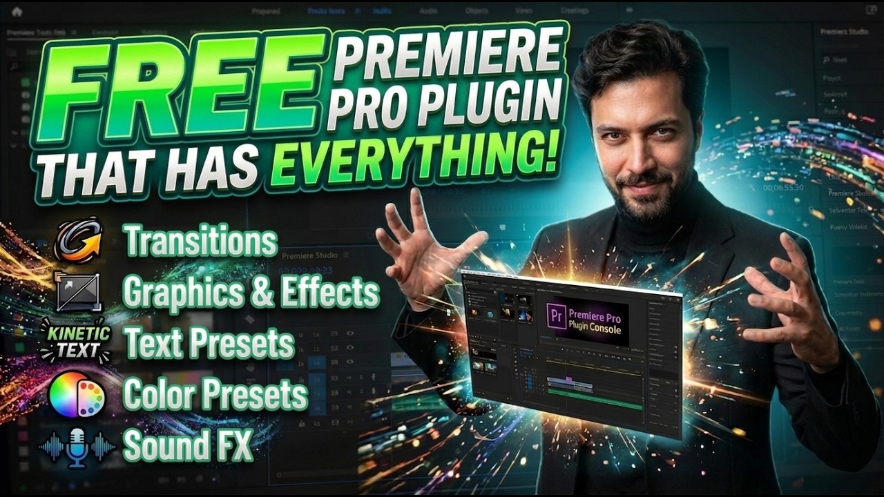 Бесплатный плагин для Premiere Pro: всё в одном! Переходы, цвет, текст и эффекты