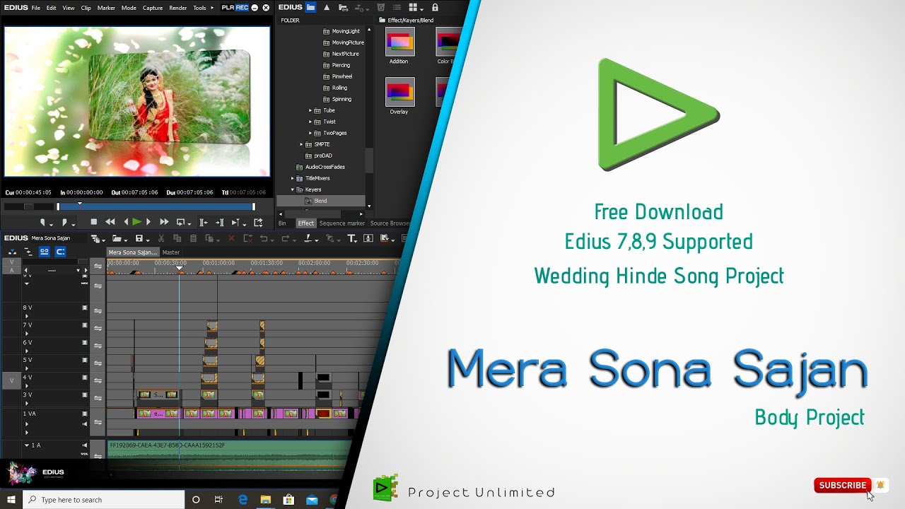 Wedding Hinde Song Project_ Mera Sona Sajan _ Edius 7,8,9 Sup: Free Download (Project Unlimited)