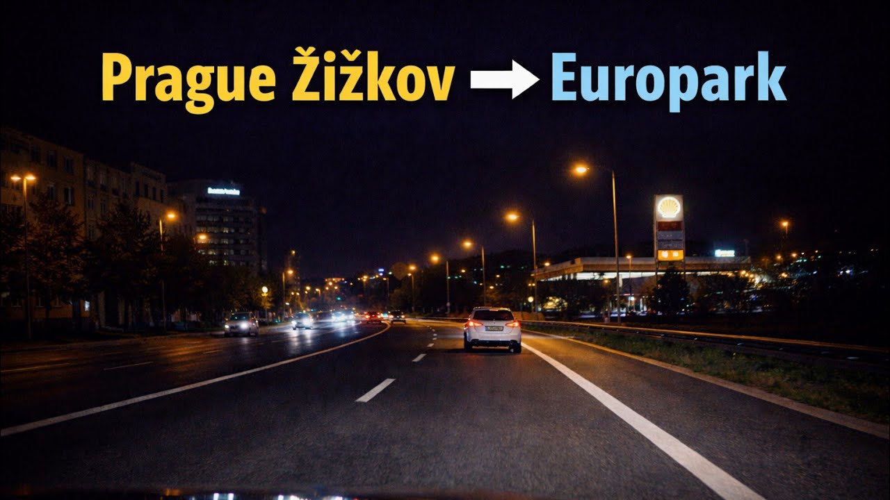 🚗 Prague Žižkov → Europark Štěrboholy | Calm Night Drive | 4K | No Commentary