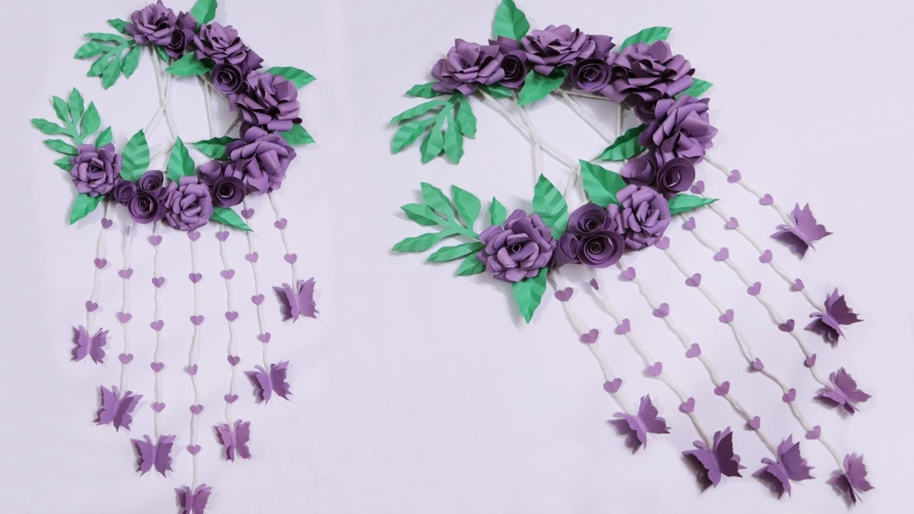 Easy Paper Wall Hanging Ideas | wall hanging | paper flowers wall hanging | Handicraft wall hanging