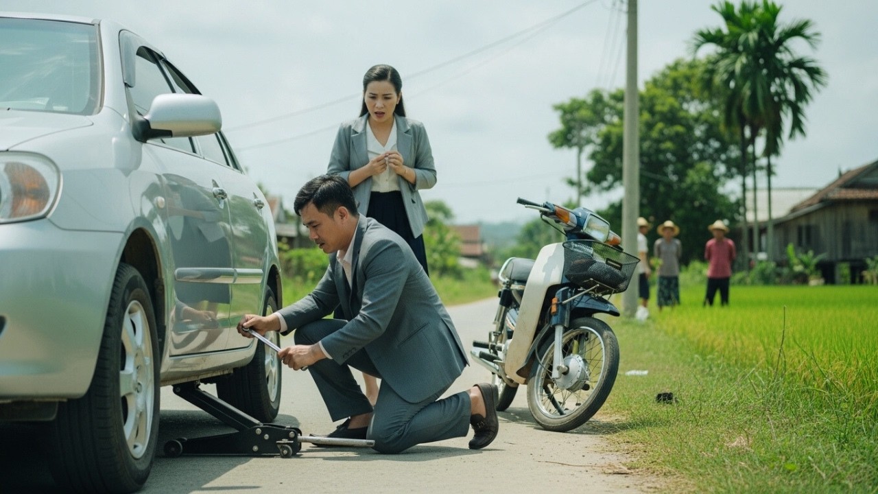Người Đàn Ông Bỏ Buổi Phỏng Vấn Để Giúp Cô Bé Bị Xẹp Lốp Xe — Không Ngờ Cô Là Con Gái Tỷ Phú