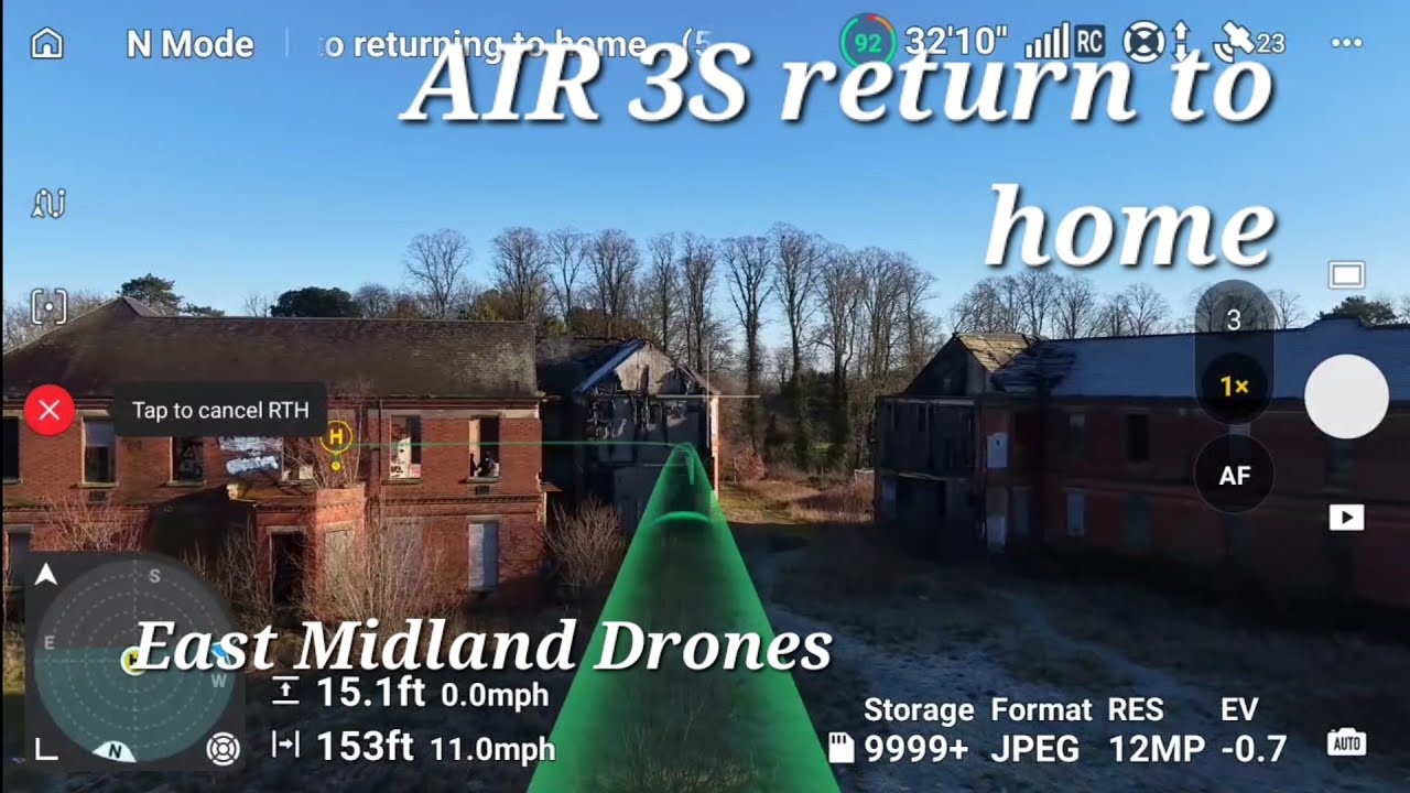 DJI Air 3S, testing the return to home from inside a building
