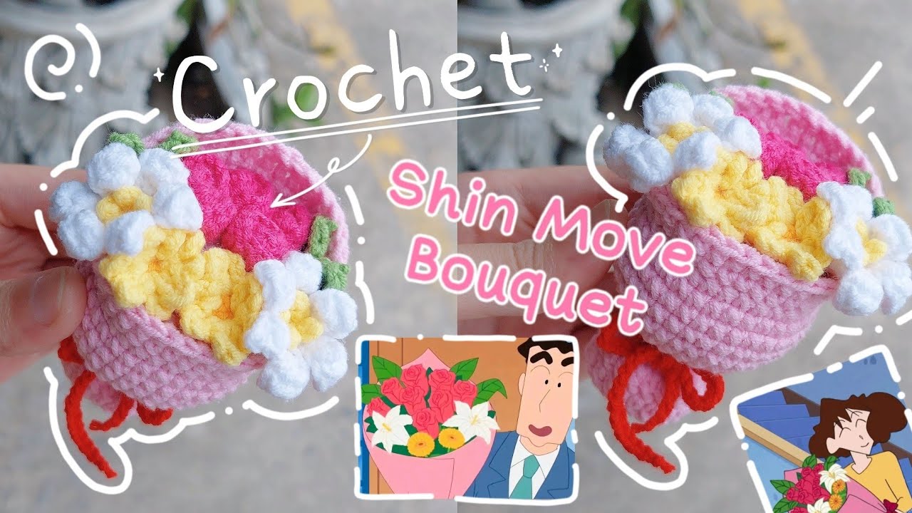 Crochet Shin move Bouquet | Crochet Bouquet | Crochet Gift ideas | Móc Bó Hoa Shin – Cậu Bé Bút Chì