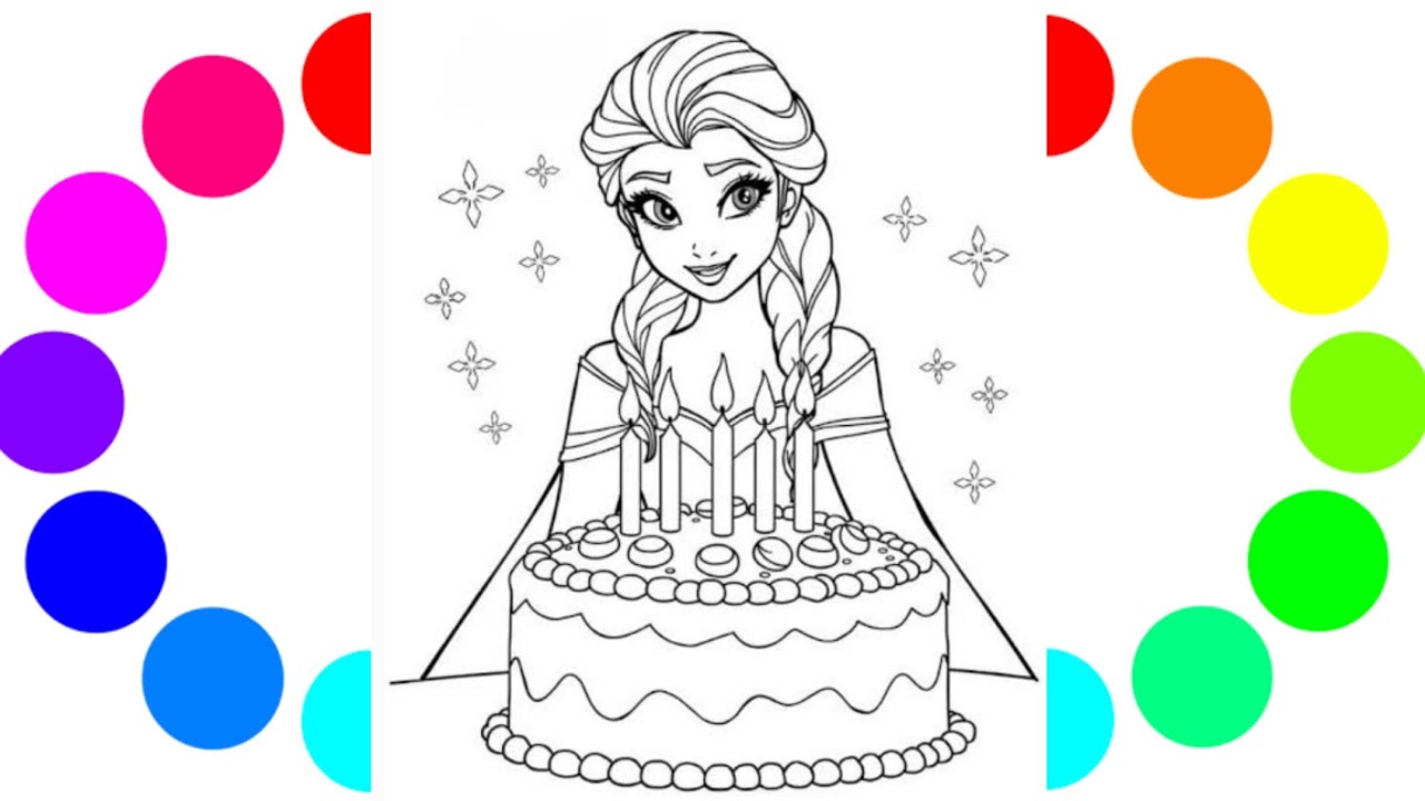 Beautiful Elsa Drawing for kids, Painting & Coloring for Kids - Let's Draw Together
