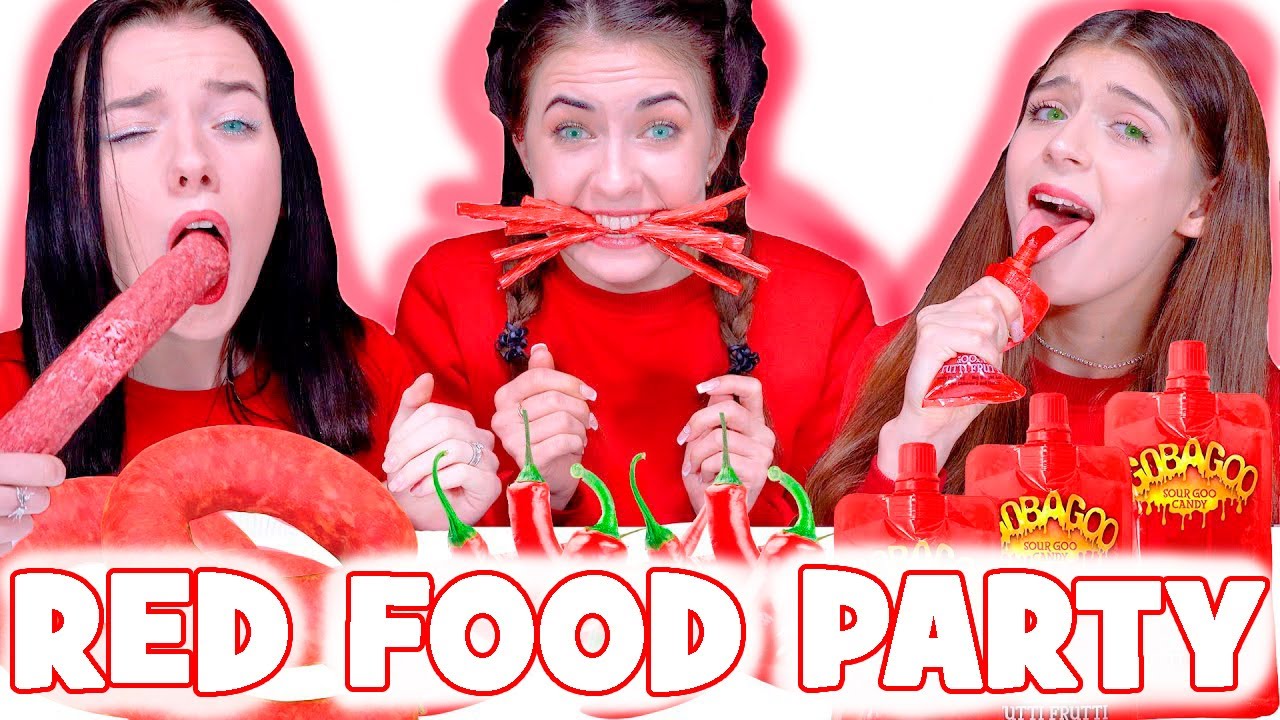 ASMR Eating Only One Color Food Challenge! Red Food Mukbang