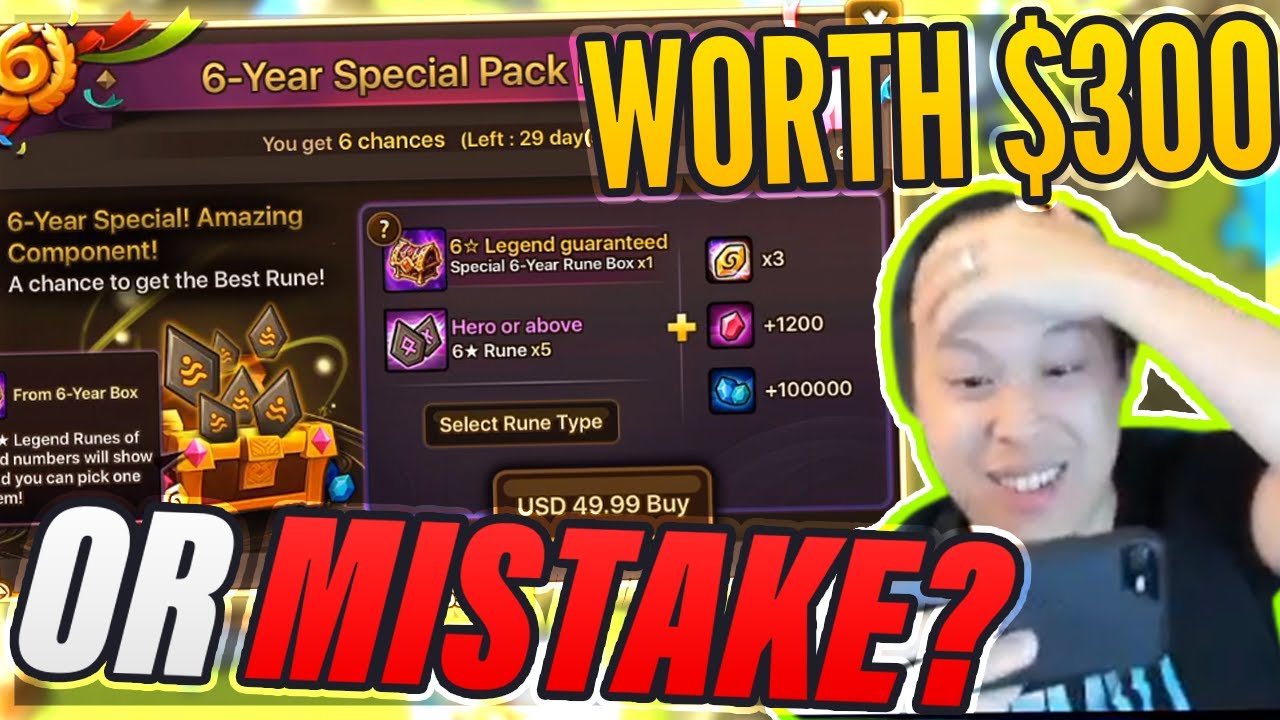 I WHALE $$$ Anniversary Pack #2 x6 - NEW Runes / Progression?1 WORTH?! - Summoners War