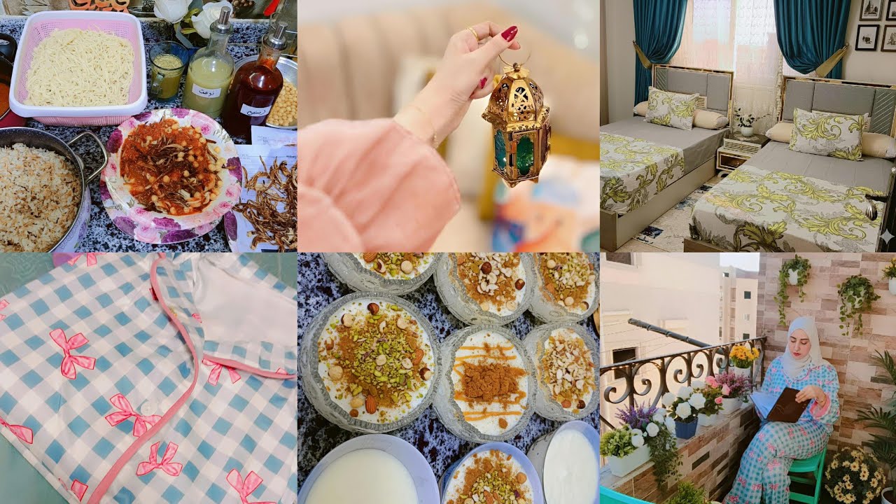 روتين صباحى مشمس يومى على الطبيعه 🍄جدول تنظيمات ومنيو رمضان 🌛مع عمل رز بلبن المحلات المقشط بمكونين👌🍚
