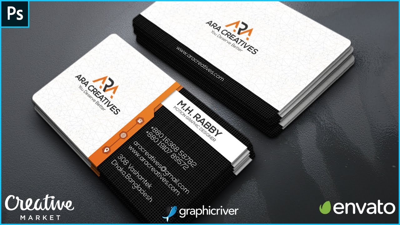 100% Perfect Business Card Design For Graphicriver And Creative Market - Adobe Photoshop CC