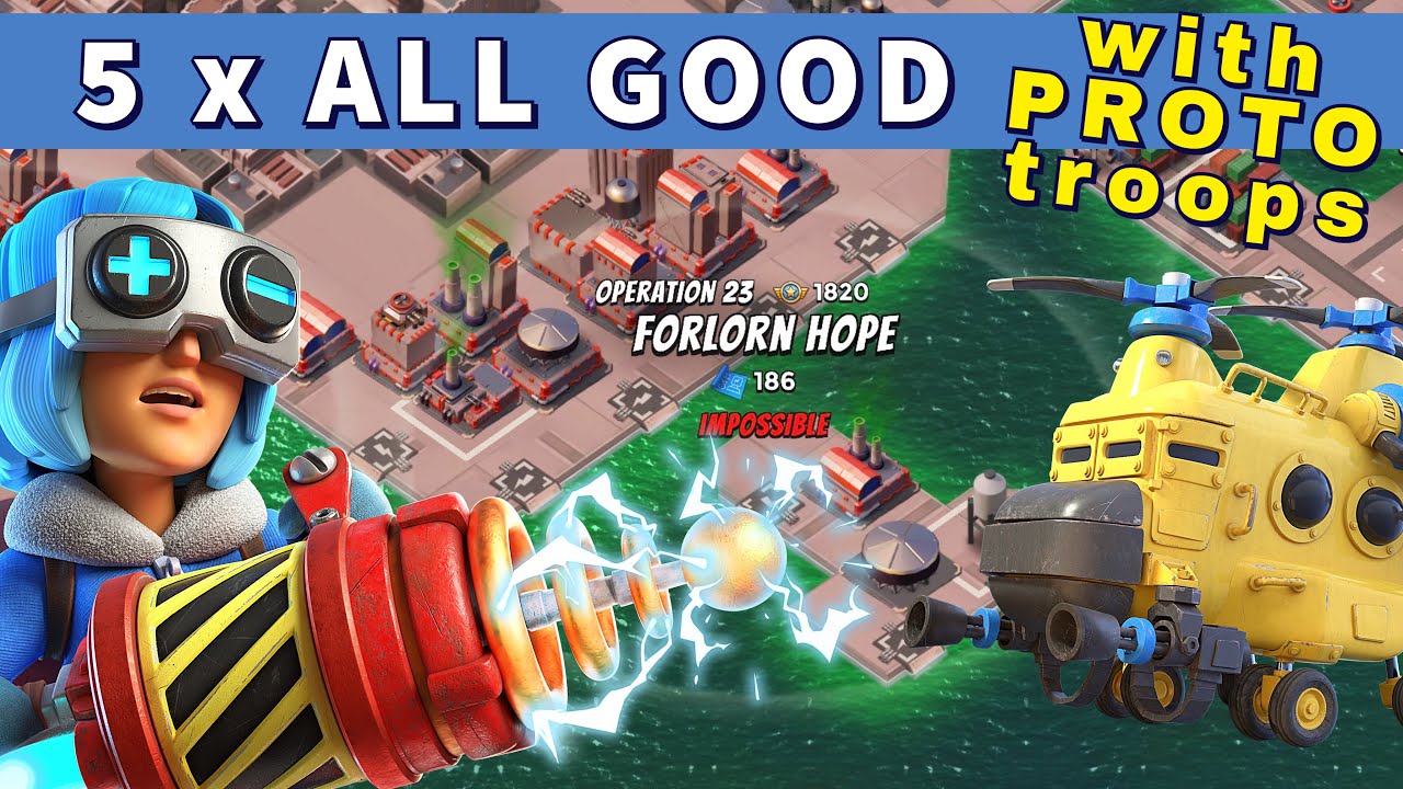 Maze, Redline, Rogue, Green Court & Torrent on Forlorn Hope - BOOM BEACH gameplay & attack strategy
