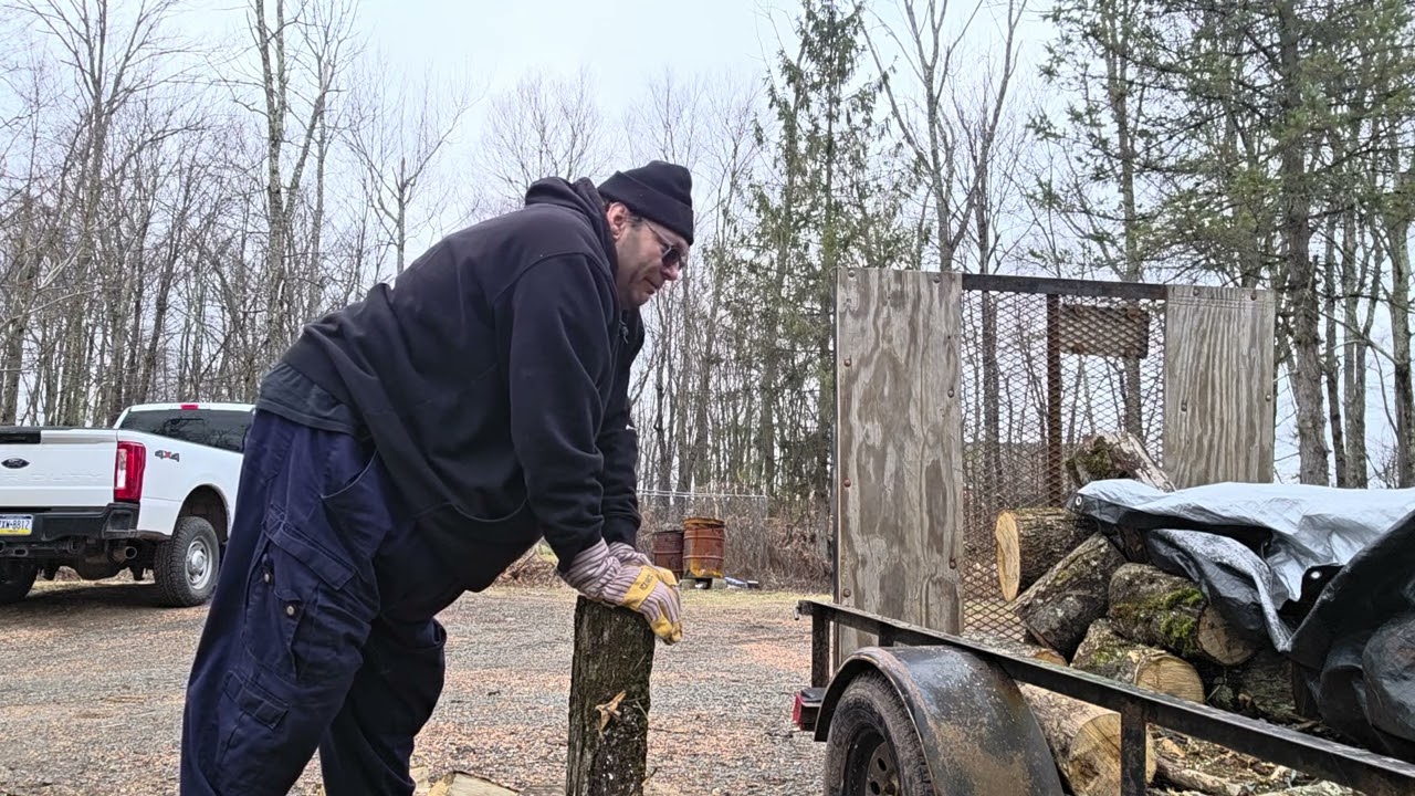 Day Two !! Still splitting wood by hand ... 
