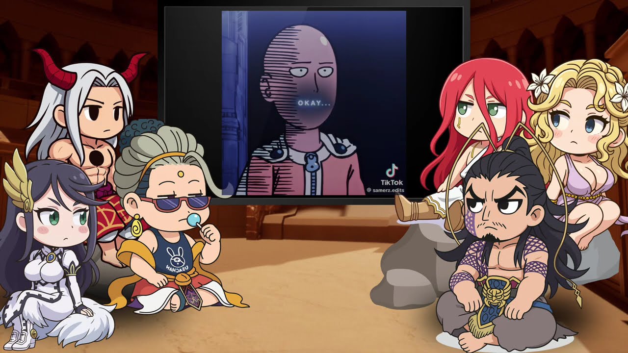 Record of ragnarok Gods react to one punch man saitama | Gacha life