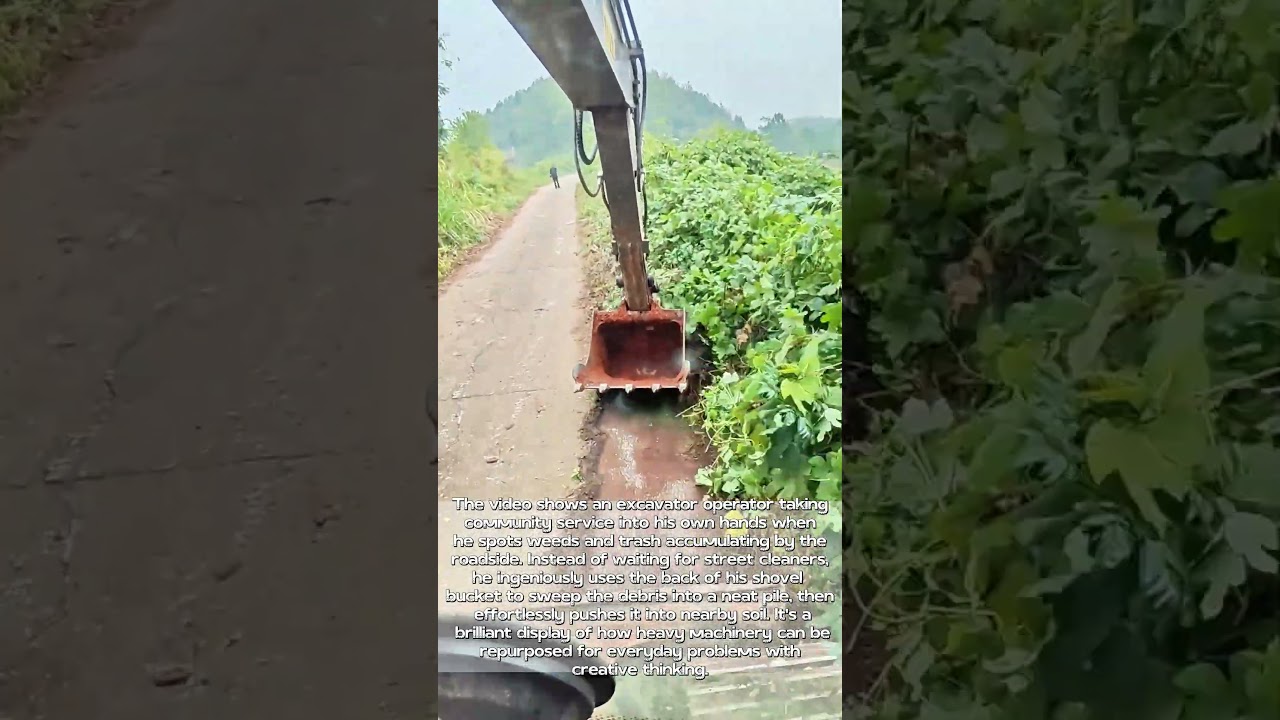Multitasking Pro: Excavator Driver Moonlights as Street Cleaner!