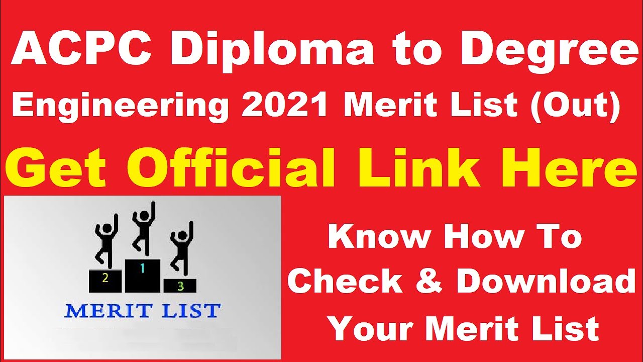 ACPC Diploma to Degree Engineering (D2D) Admission 2021 Merit List (Released) - Download PDF Here