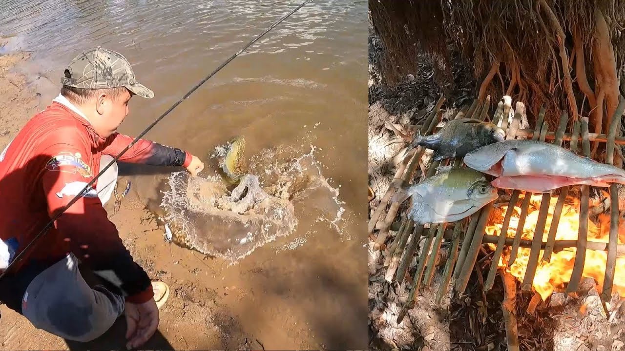 24 horas de pesca , supervivencia y campamento , así se pesca tu propio alimento en el río pica pico