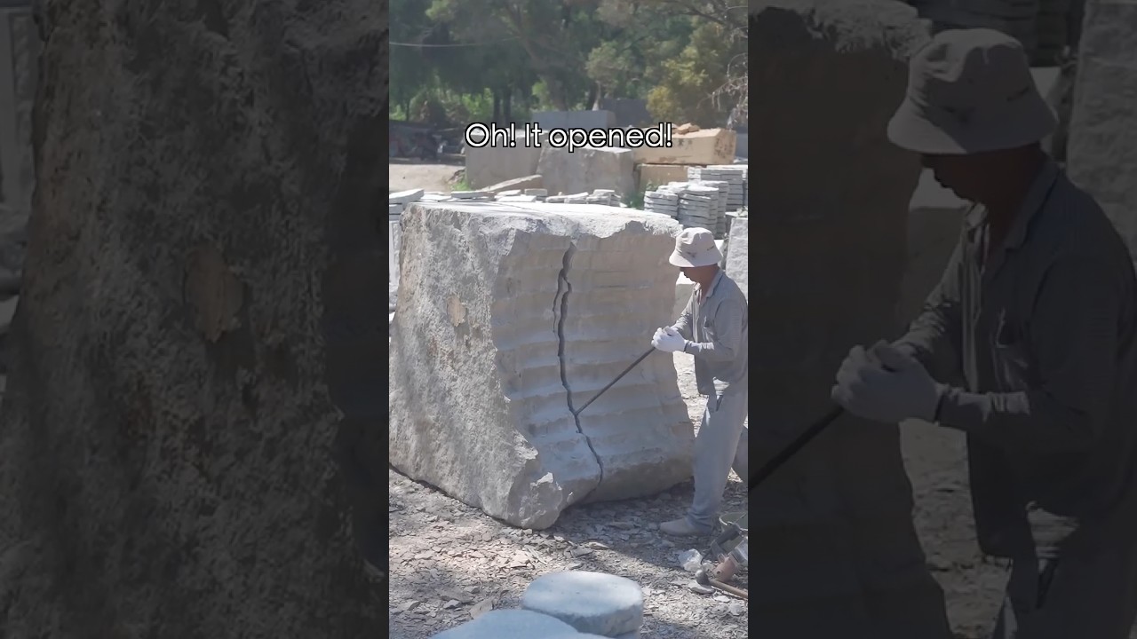 Could You Believe Ancient People Can Split a Massive Stone🪨 in Half Without Machine❗️