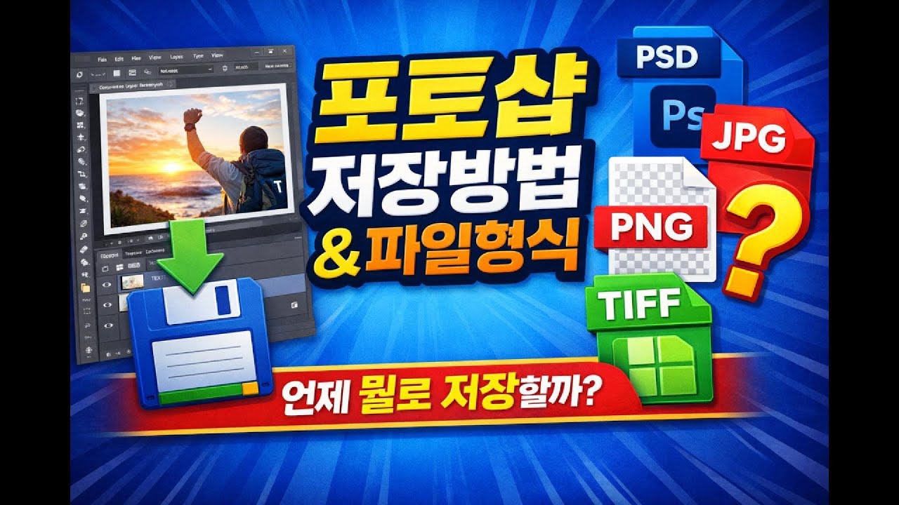 포토샵 저장 설정법 총정리 | PSD, JPG, PNG, TIFF, 웹용 내보내기 / 파일 형식별 차이점 한 번에 정리