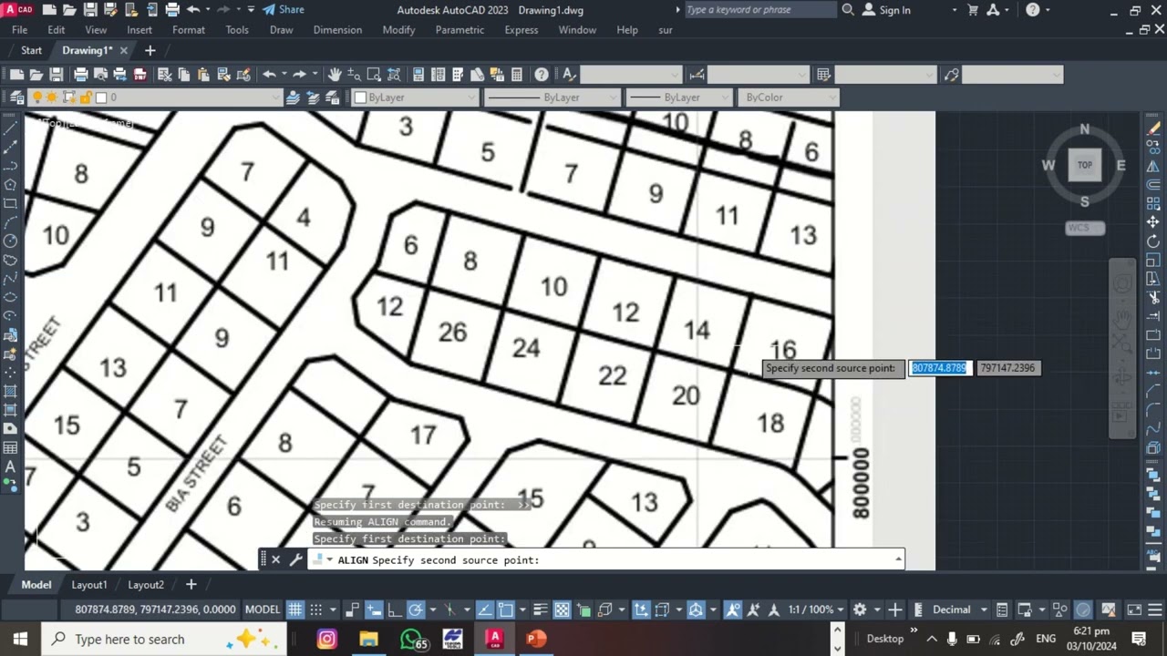 How to georeference a site plan and extract a parcel from it in AutoCAD.