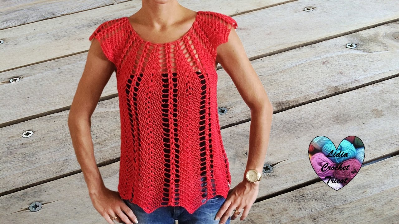 Magnifique blouse au crochet ajourée 1/2 / Linda blusa tejida a crochet facil
