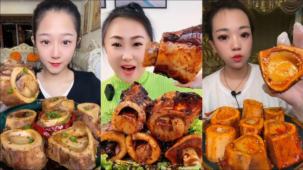 Chinese Food Mukbang Eating Show | Red beef bone marrow | Beef Bone Marrow Challenge #303