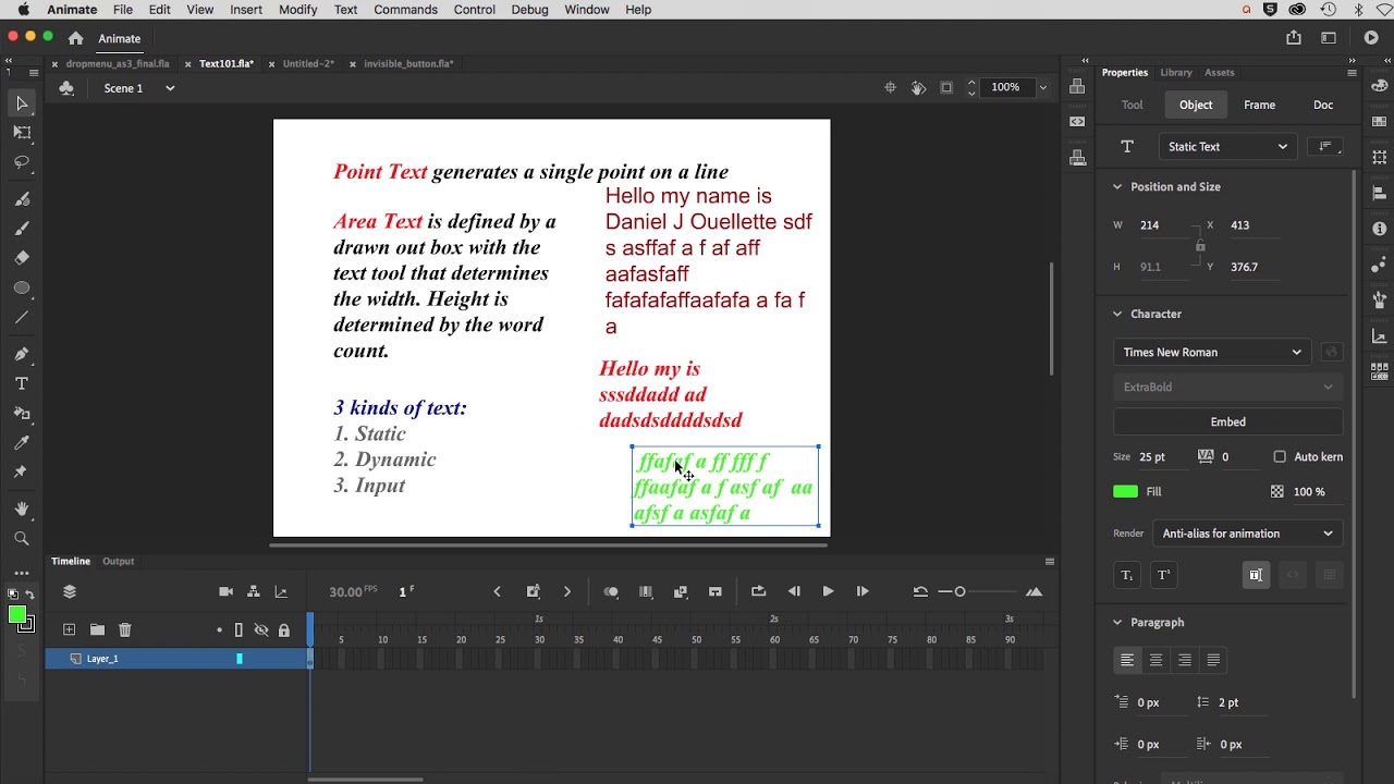Text basics in Adobe Animate