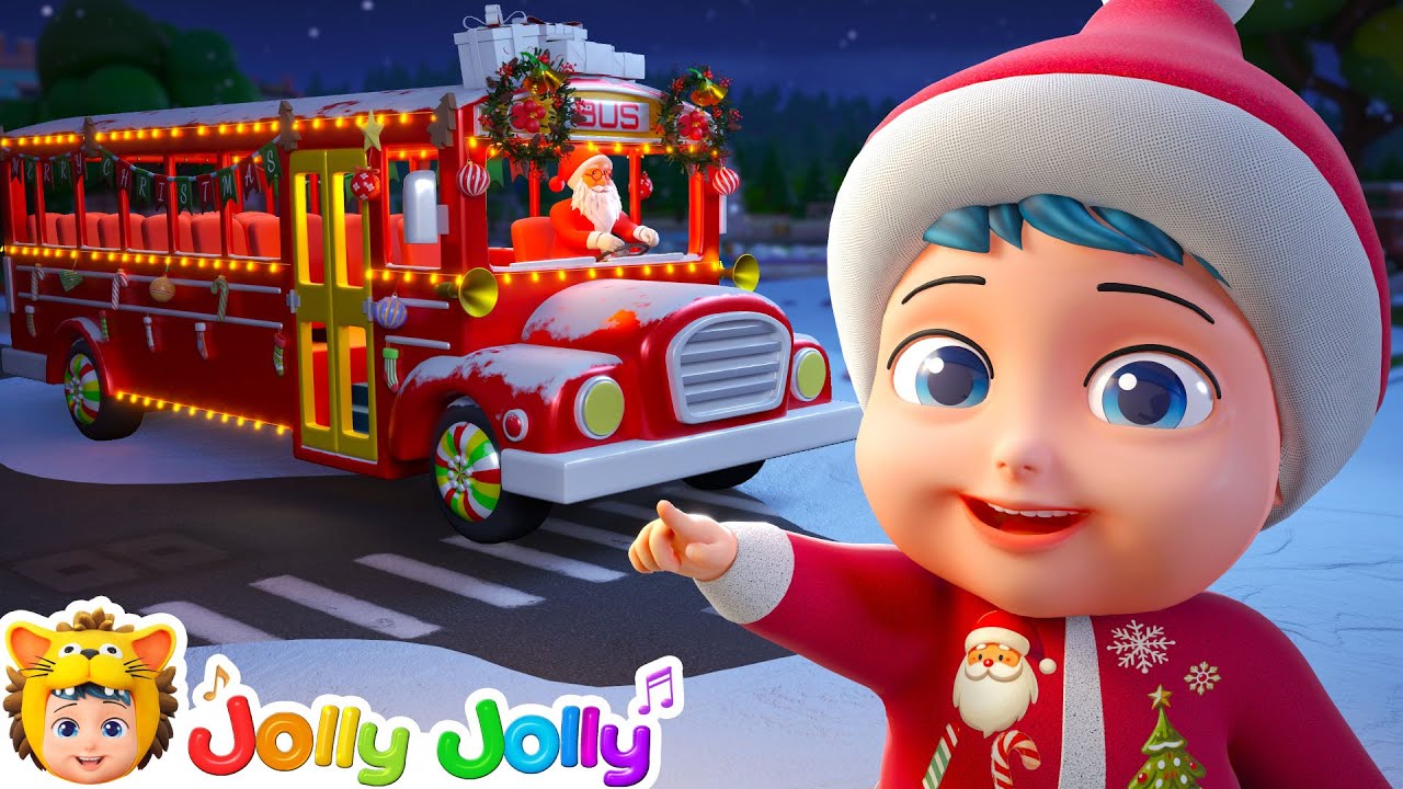 Wheels on the Christmas Bus Song! ❄️🎄 Merry Christmas! Jolly Jolly - Learn and Play - Nursery Rhymes