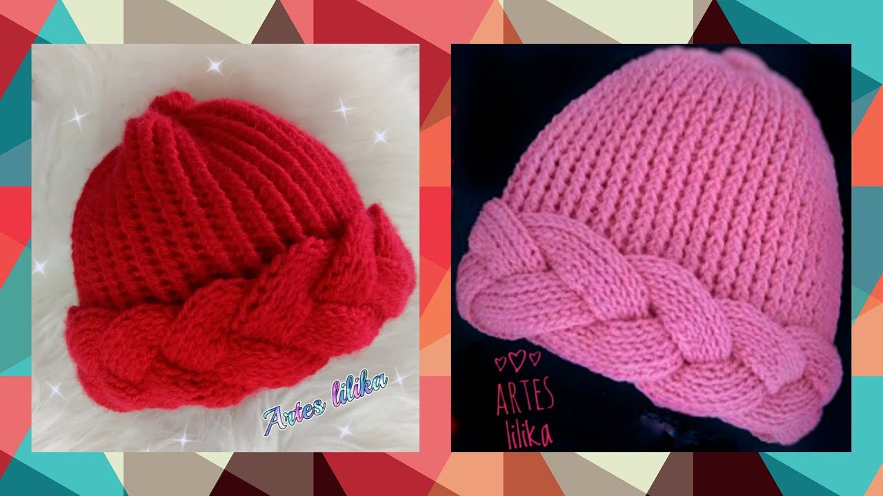 Gorro crochê com trança em 3D