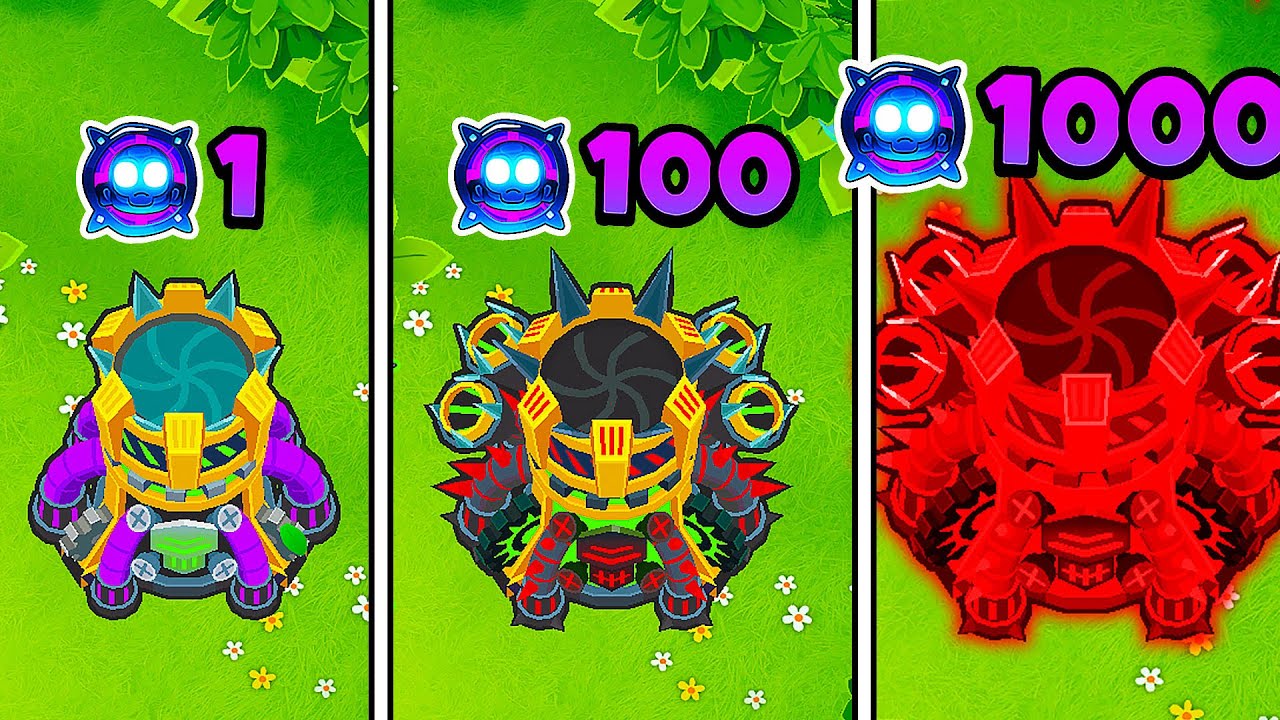 1 vs 100 vs 1000 LVL PARAGON SPIKE FACTORY w BLOONS TD 6