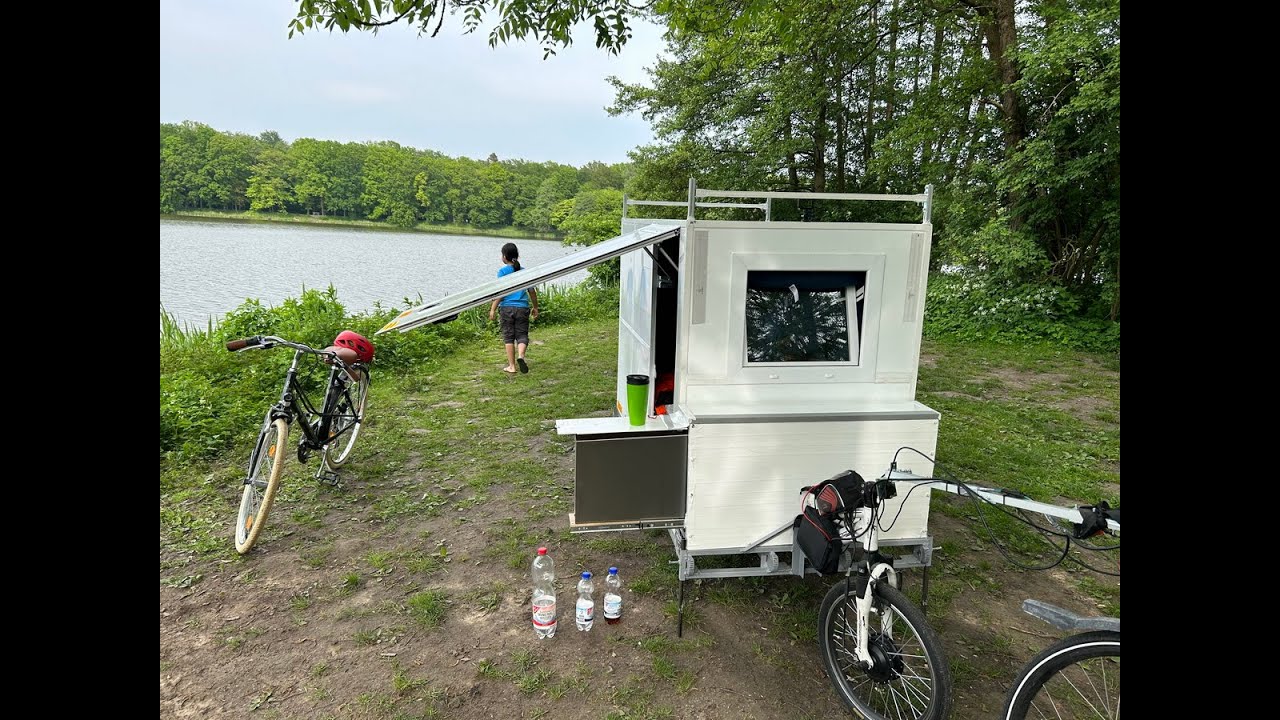FAWOWA-Abenteuer am See: Erste richtige Testfahrt mit dem Fahrrad-Wohnwagen sorgt für Begeisterung