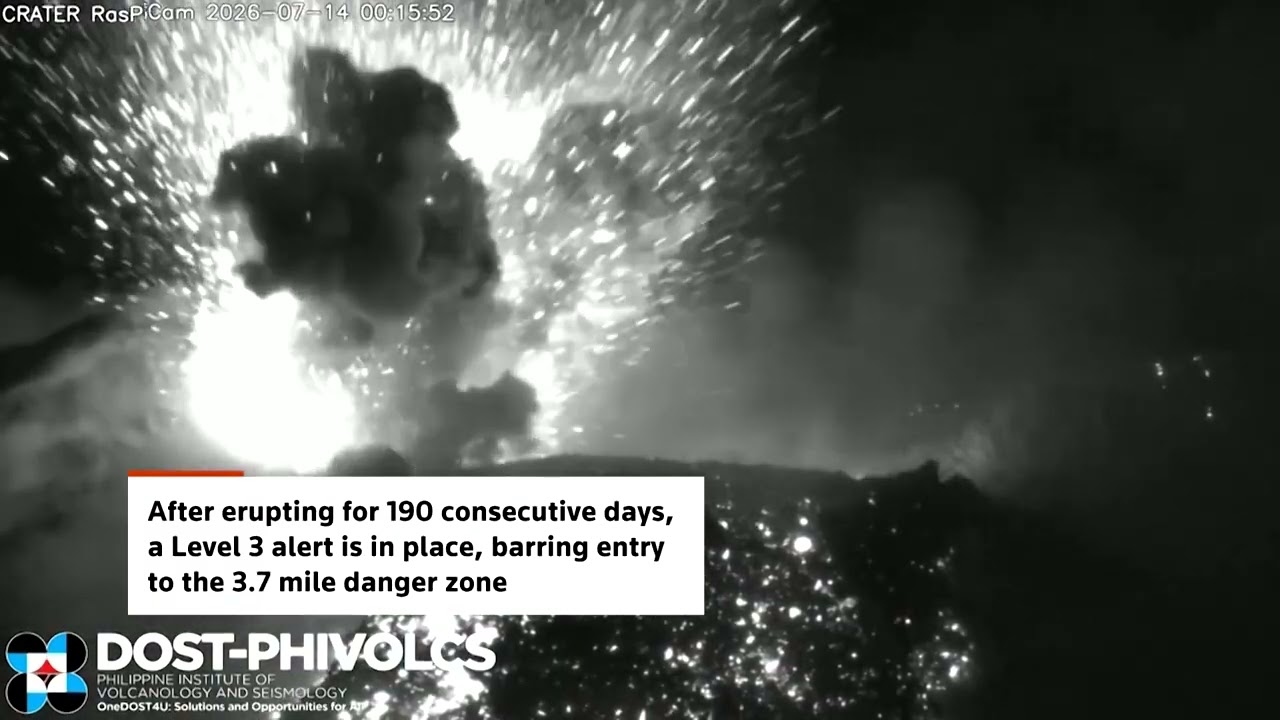 Mayon volcano spews ash in Philippines