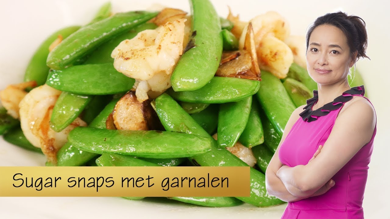 Garnalen en sugar snaps