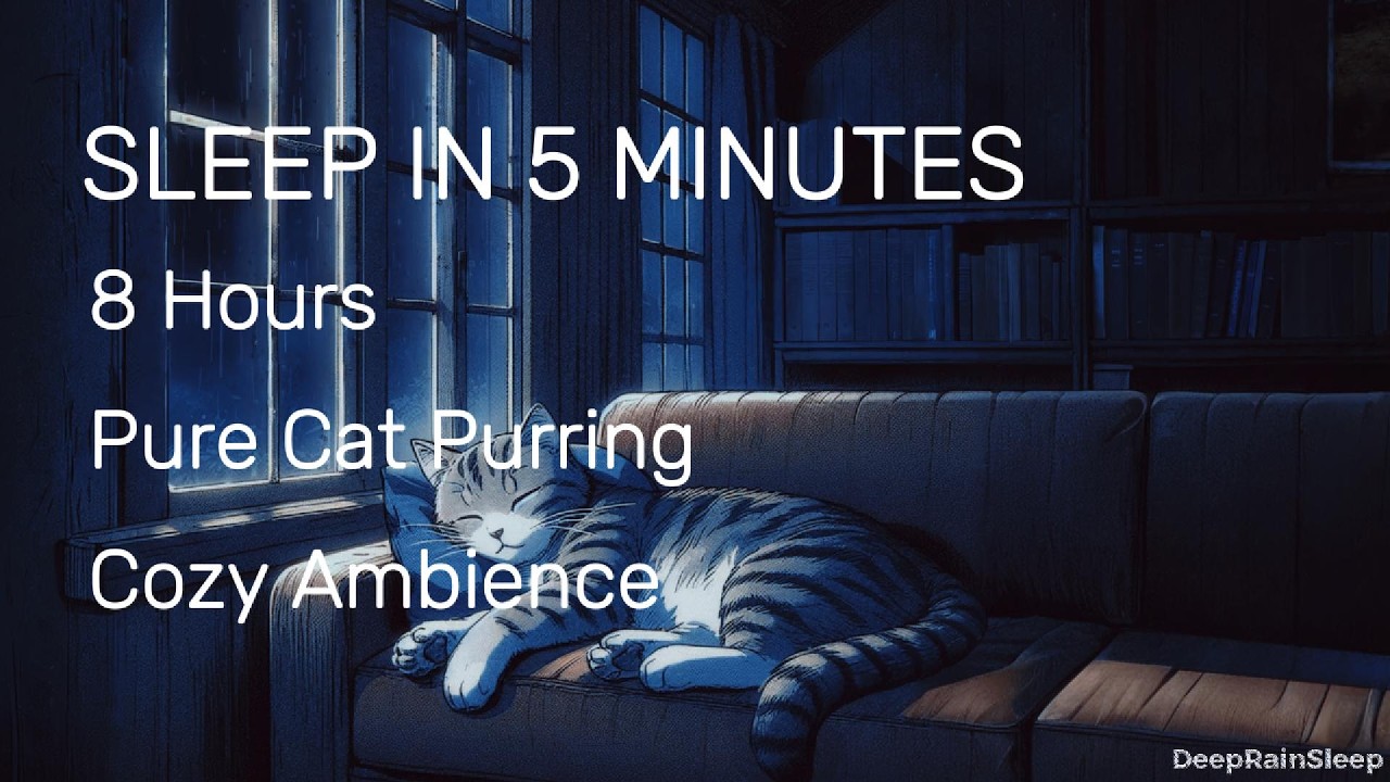 SLEEP IN 5 MINUTES - 8 Hours Pure Cat Purring | Cozy Ambience Black Screen