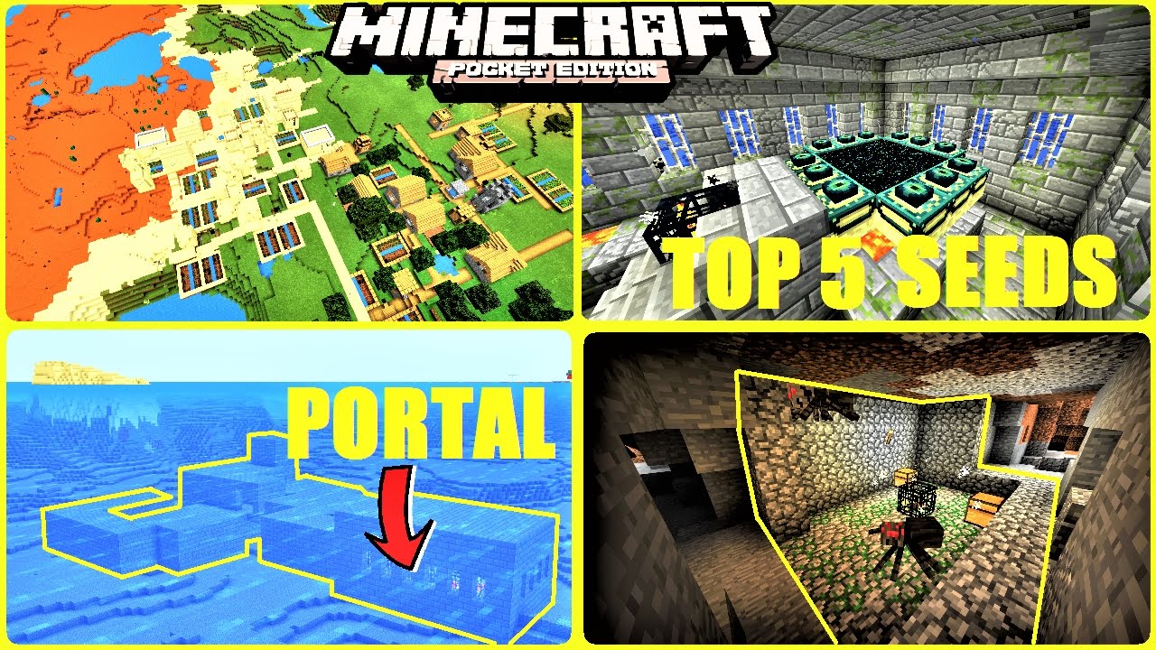 Minecraft PE - TOP 5 BEST SEEDS EVER ! TRIPLE MESA VILLAGE, UNDERWATER STRONGHOLD & MORE ! MCPE 1.1