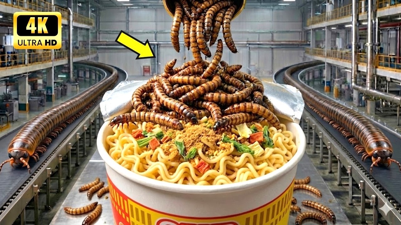 How 5,000,000 Mealworms Are Processed into Cup Noodles and Instant Noodles Daily #Factoryprocess