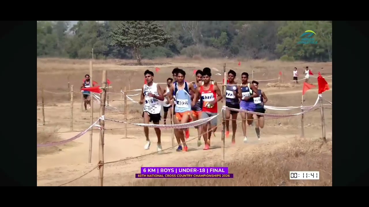 60th national cross country Boys under 18  6 km final race  haryana vs bihar vs madhya  vs UP