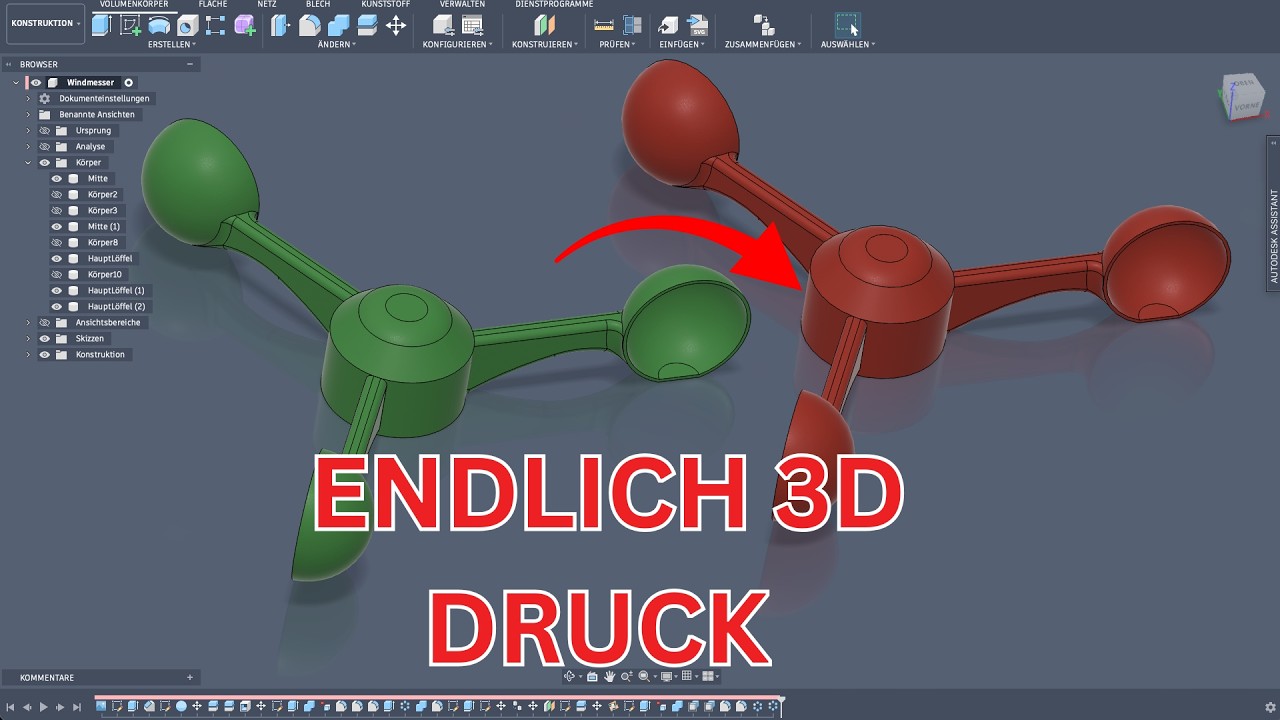 Zu gro&szlig; f&uuml;r den 3D Drucker? Fusion Tutorial CAD Deutsch