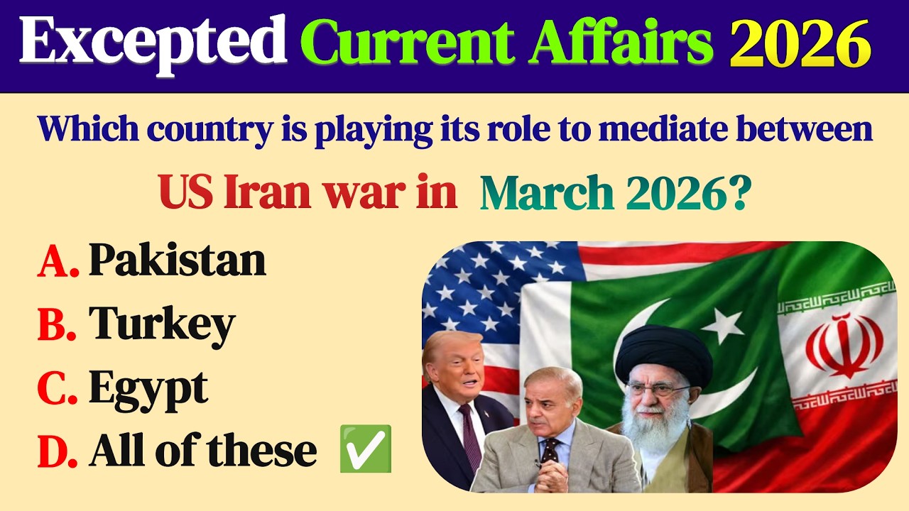 Current Affairs 2026 | Top 20 Current Affairs MCQs 2026 | Current Affairs 2026 اہم ترین سوالات