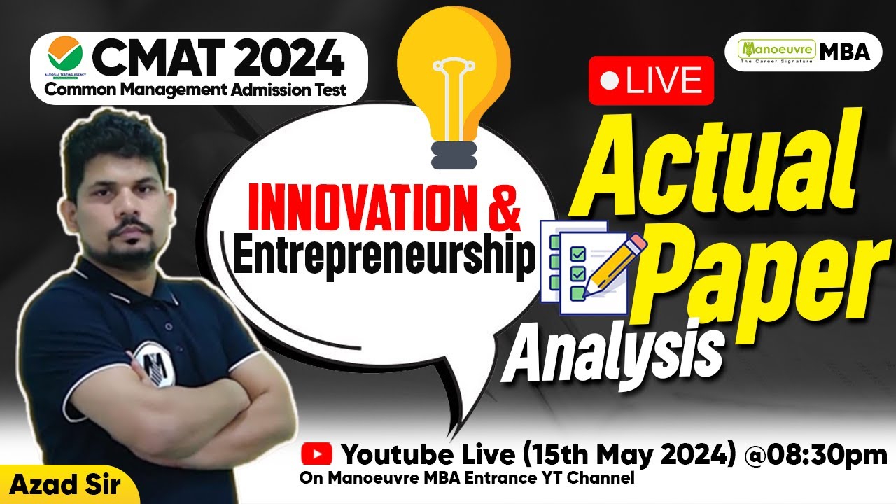 CMAT 2024 Actual Paper Analysis Innovation & Entrepreneurship Section - Slot1 | Difficulty Level