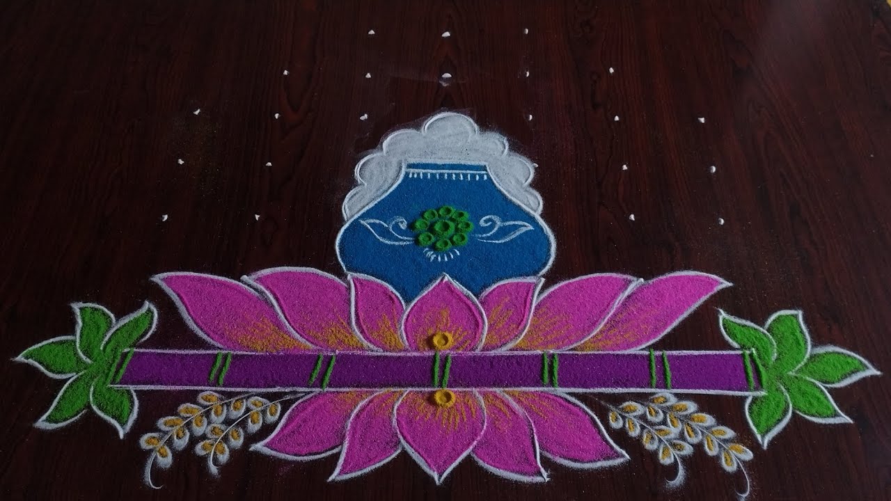  Amazing creative Pongal special rangoli design (7×3×3) dot's...