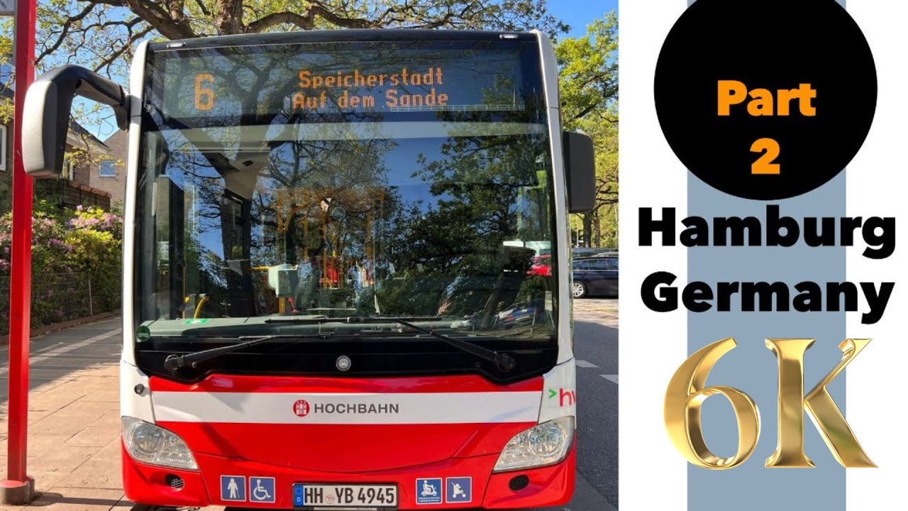 HAMBURG Germany Bus Line 6 Sunday afternoon 26.06.2022 Part 2 (6K)