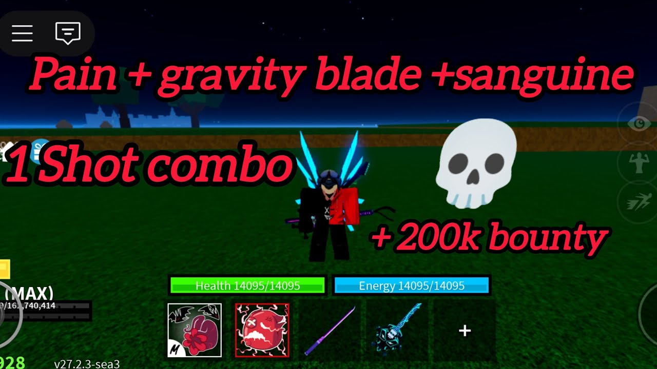 REWORK PAIN FRUIT 1 SHOT COMBO WITH YAMA AND SANGUINE 💀FULL COMBO + PVP {BLOX FRUIT}