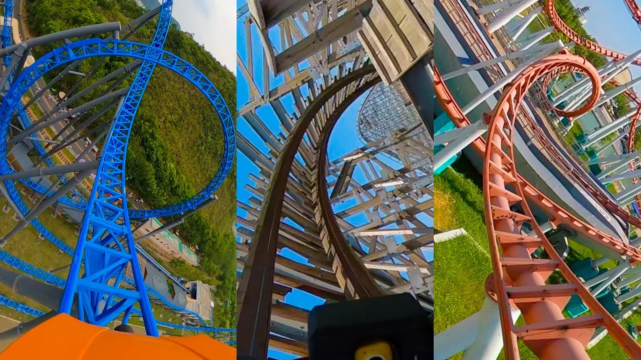 10 Roller Coasters We Rode In China! Front Seat POV!