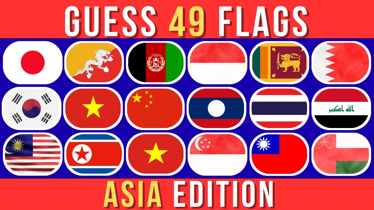 Guess The Flag – Asia Edition 🌏 | 49 Flags Challenge (Can You Score 49/49?)