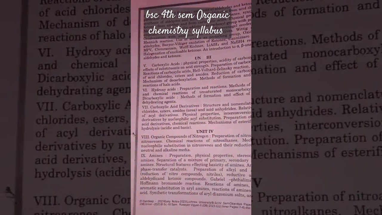 NEP Bsc 4th sem. syllabus||organic chemistry|| lucknow university 2023-24
